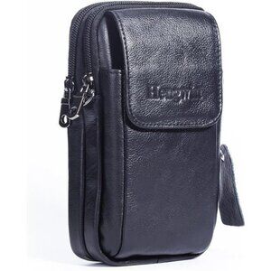 Leather Vertical Men Cell Phone Holster Wallet Case with Belt Clip Loop